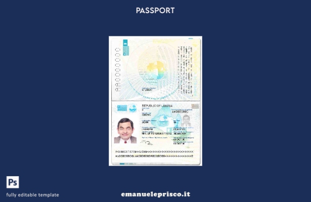 modello di passaporto della Liberia in stile verificato